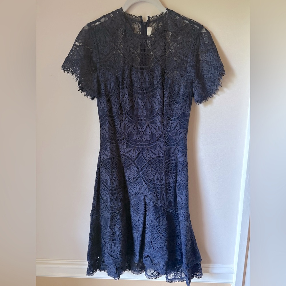 Jonathan Simkhai Navy Lace Short Dress, 0
